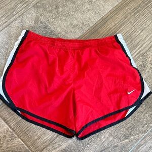 Red Nike Dri-Fit Athletic Shorts with Black Trim